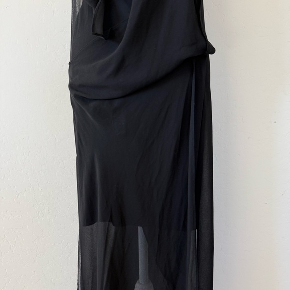 Zara Black Chiffon Sheer Drapey Lagenlook Tank Midi Dress Medium - Picture 5 of 16